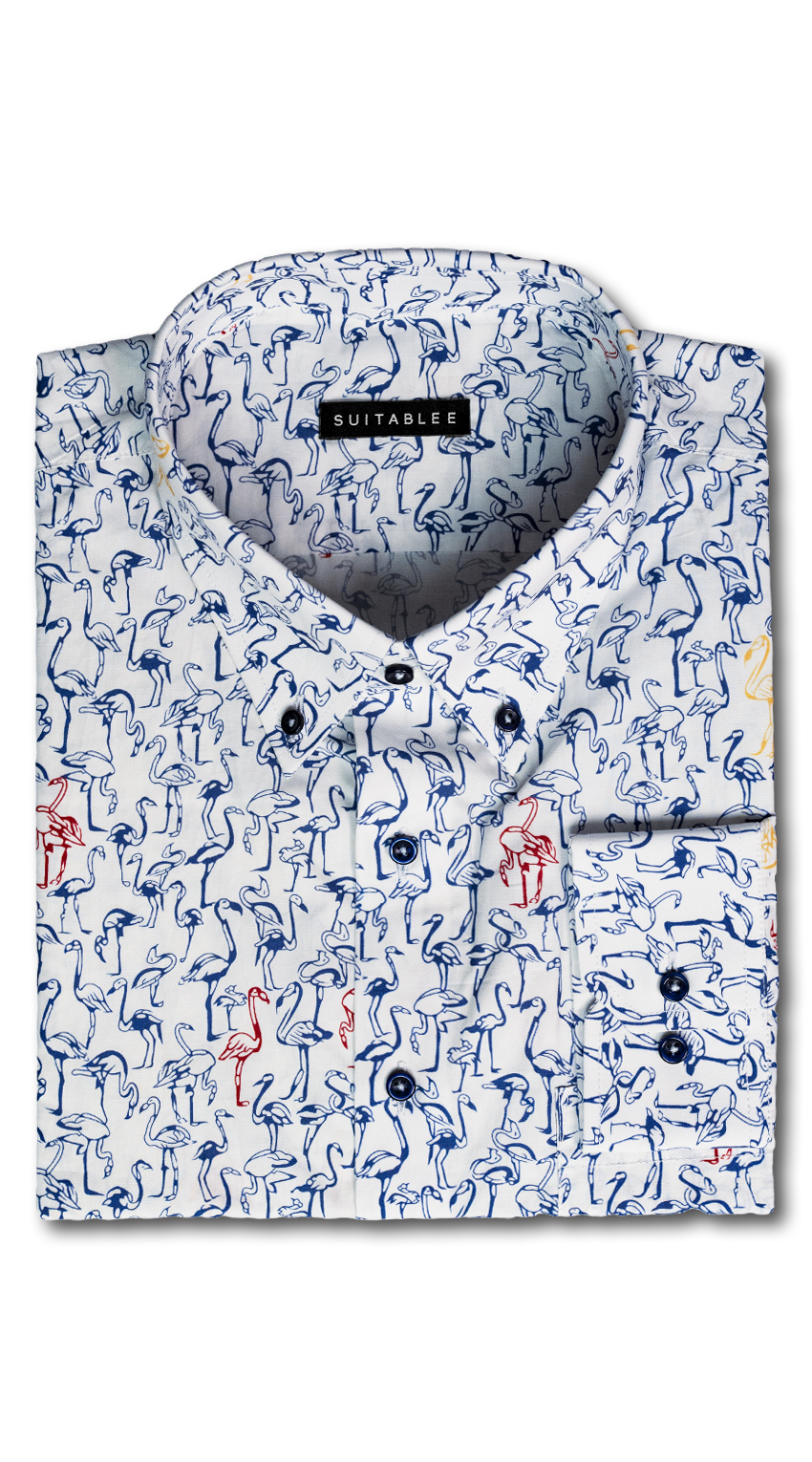 Navy Flamingo Dress Shirt Navy Flamingo Dress Shirt