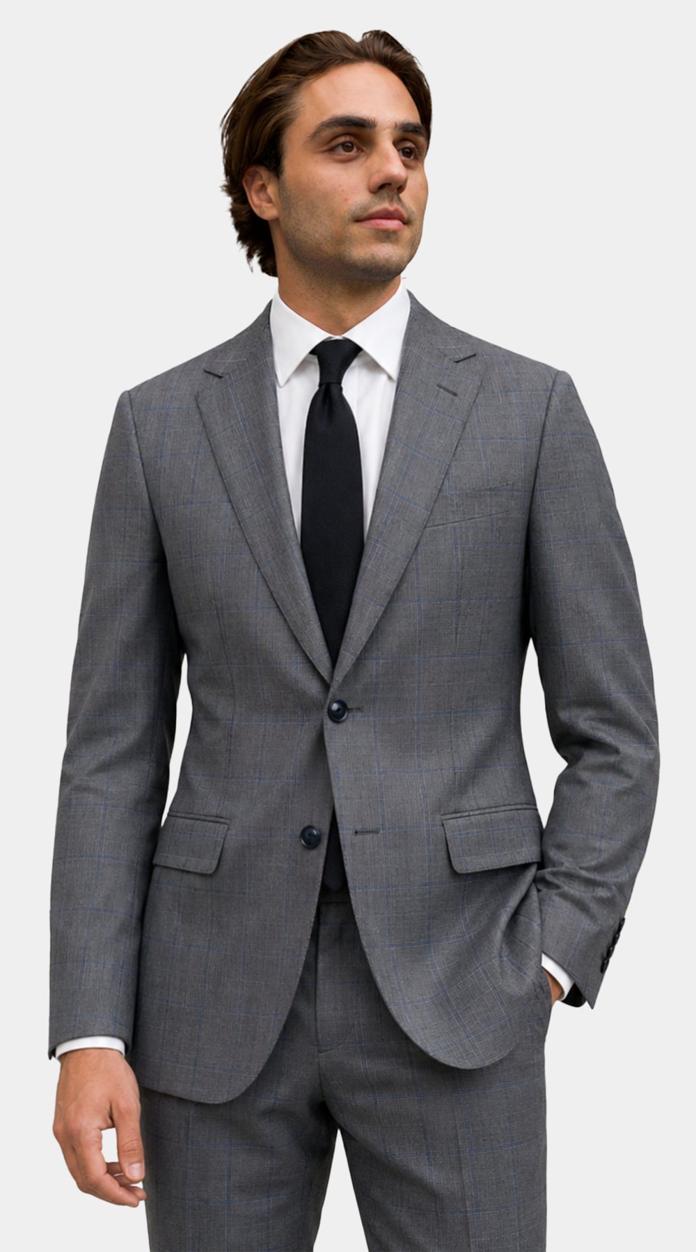 Gray with Blue Windowpane Suit