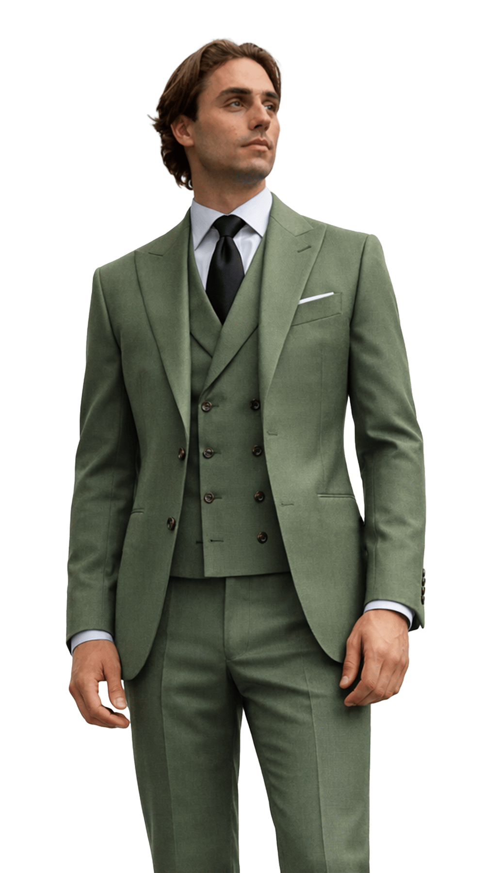 Complet Trois Pièces Vert Sauge