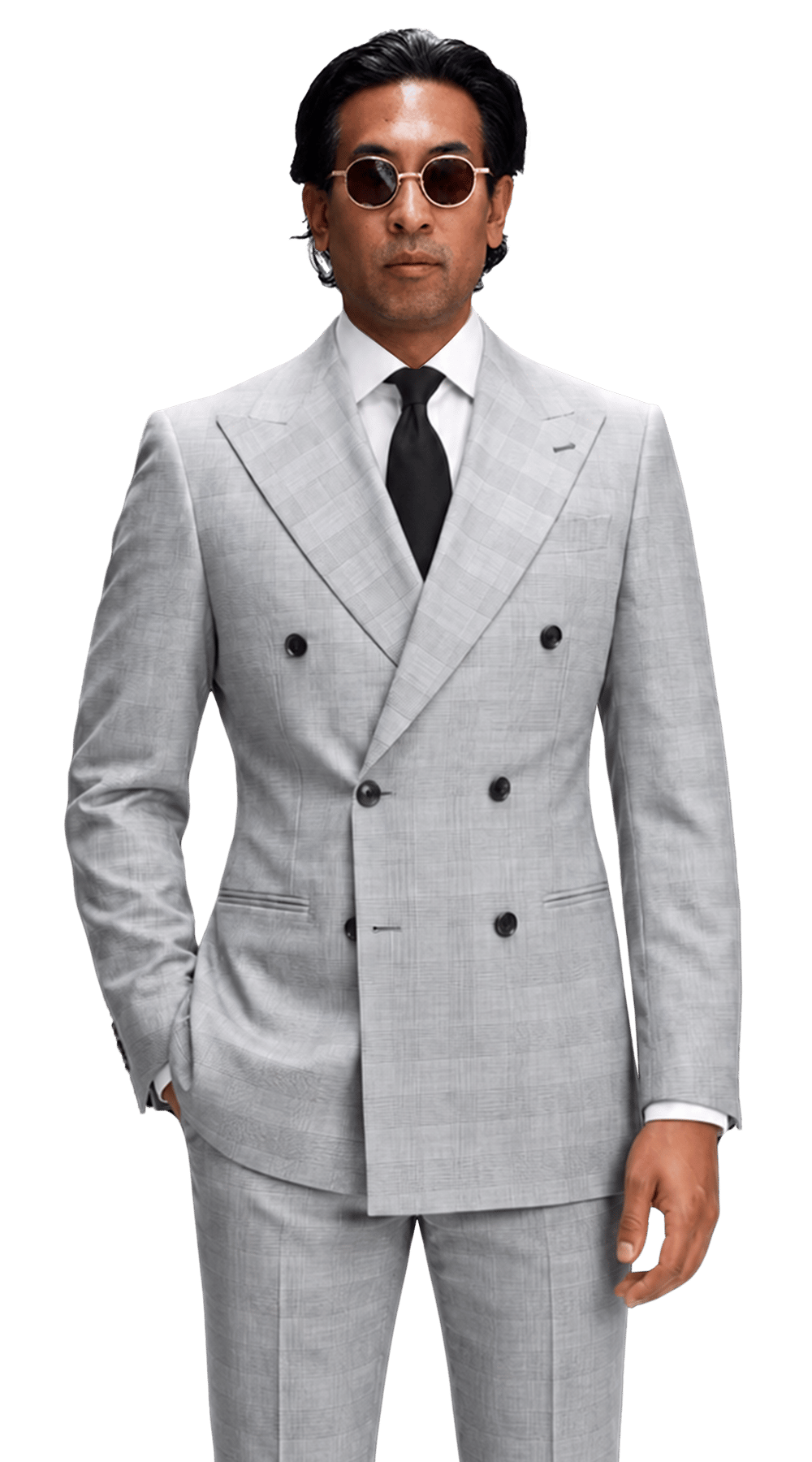 Grey Glen Plaid Double-Breasted Suit