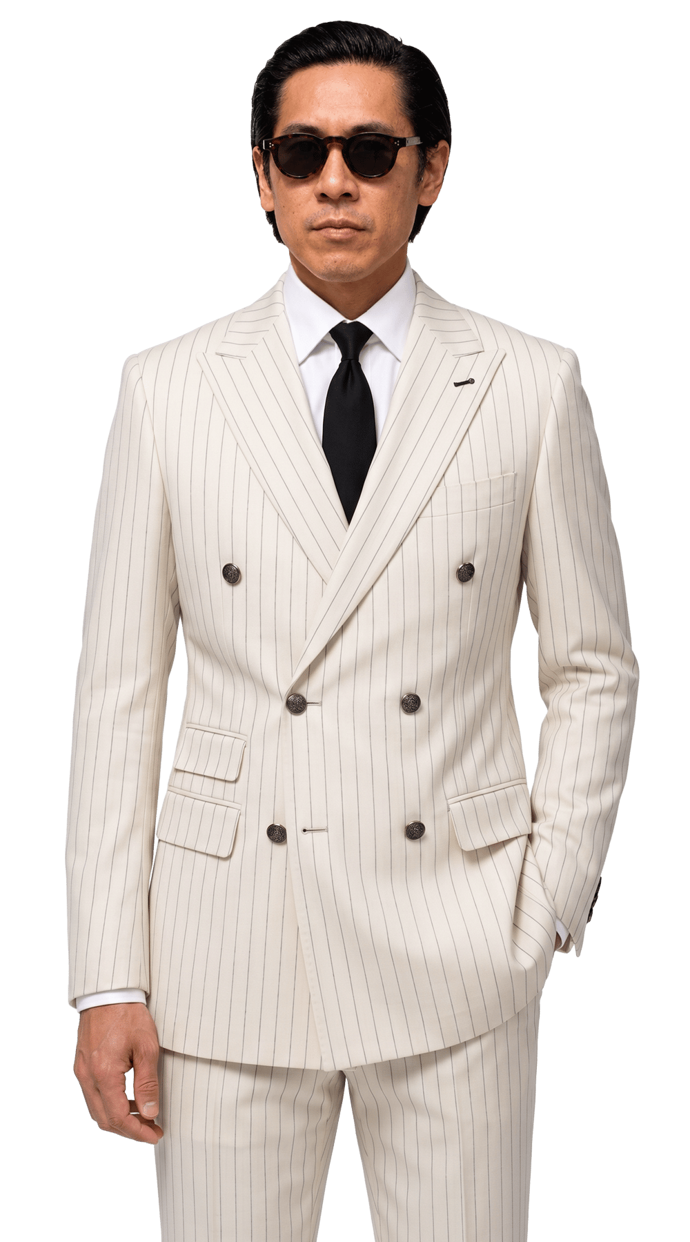 Ivory Pinstripe Double-Breasted Suit Ivory Pinstripe Double-Breasted Suit