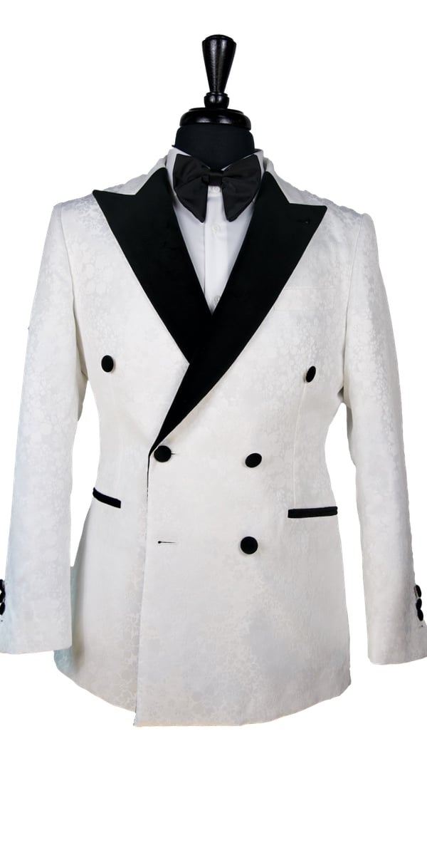 White Floral Jacquard Tuxedo White Floral Jacquard Tuxedo