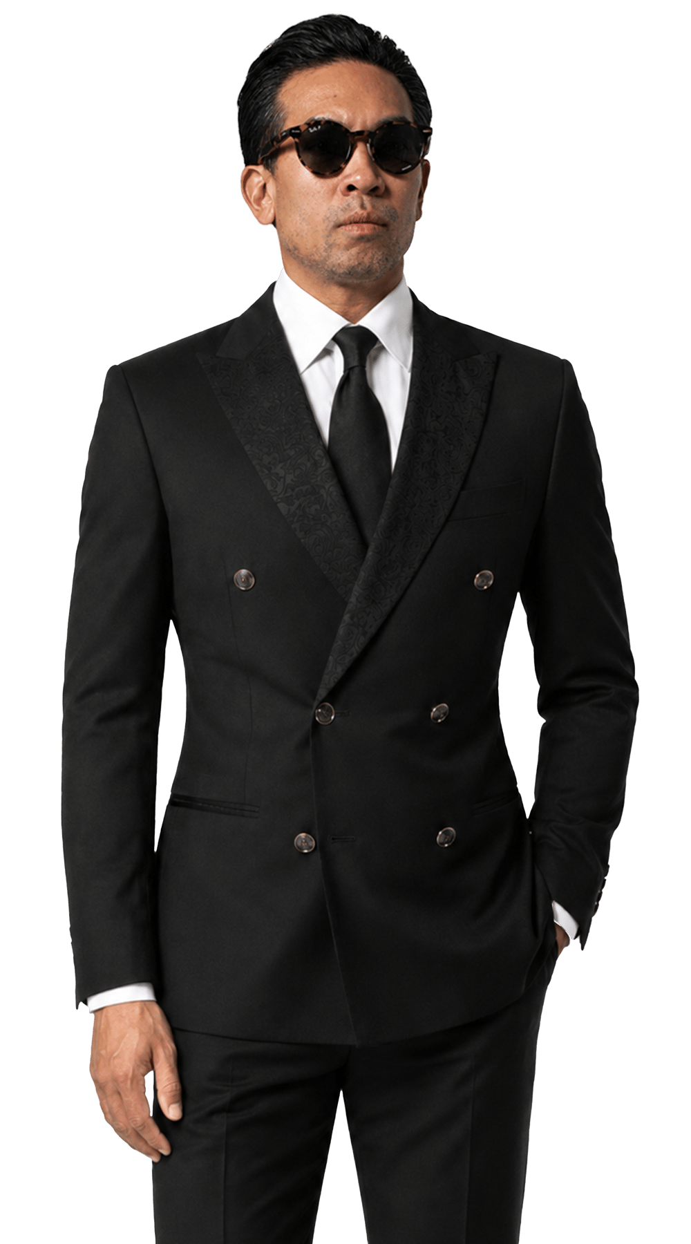 Black Paisley Double-Breasted Suit Black Paisley Double-Breasted Suit