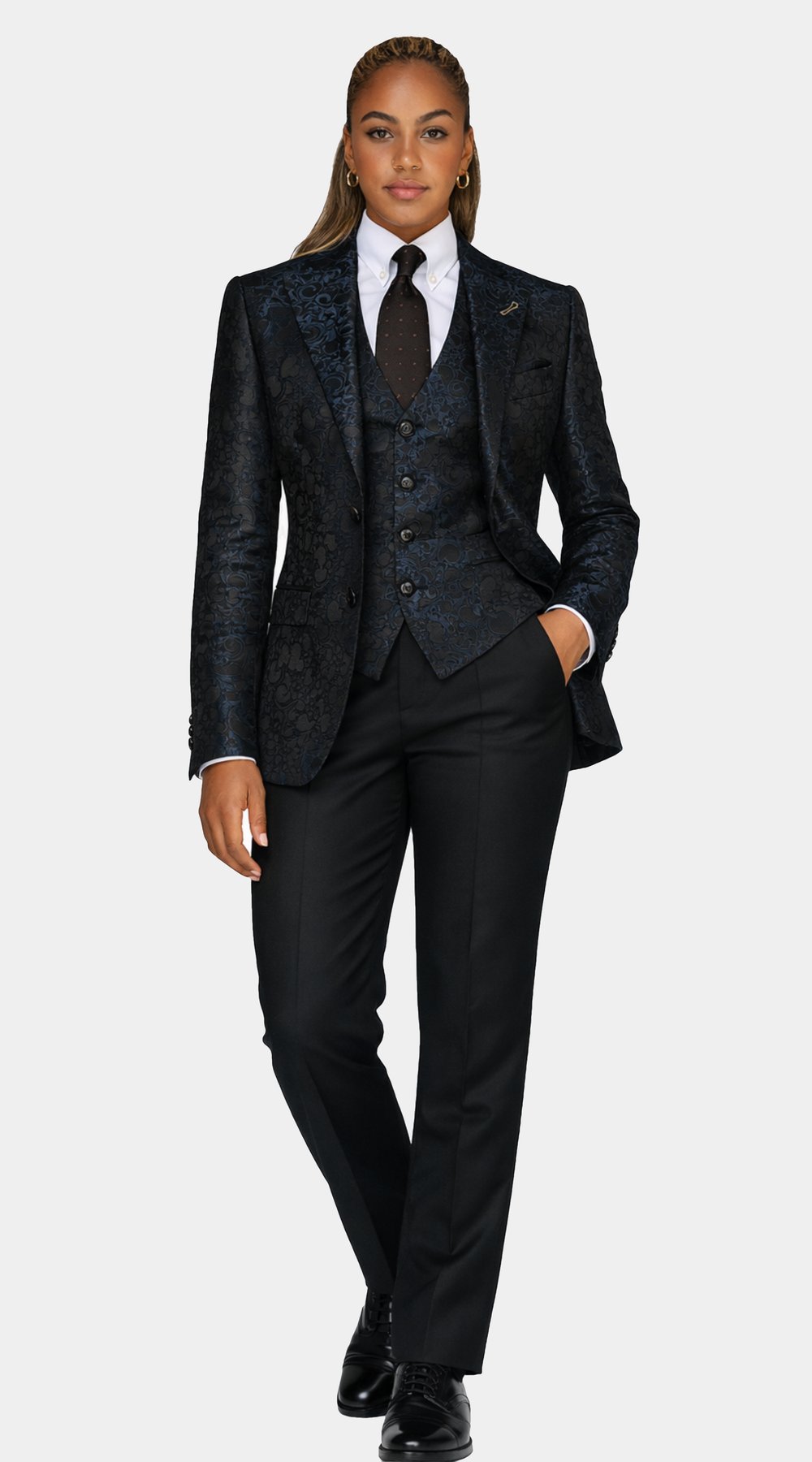 Midnight Blue Baroque Jacquard Suit Midnight Blue Baroque Jacquard Suit