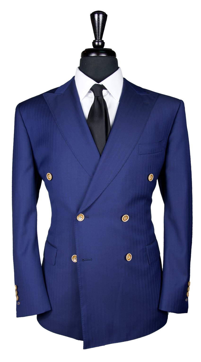Navy Blue Chevron Wool Suit Navy Blue Chevron Wool Suit