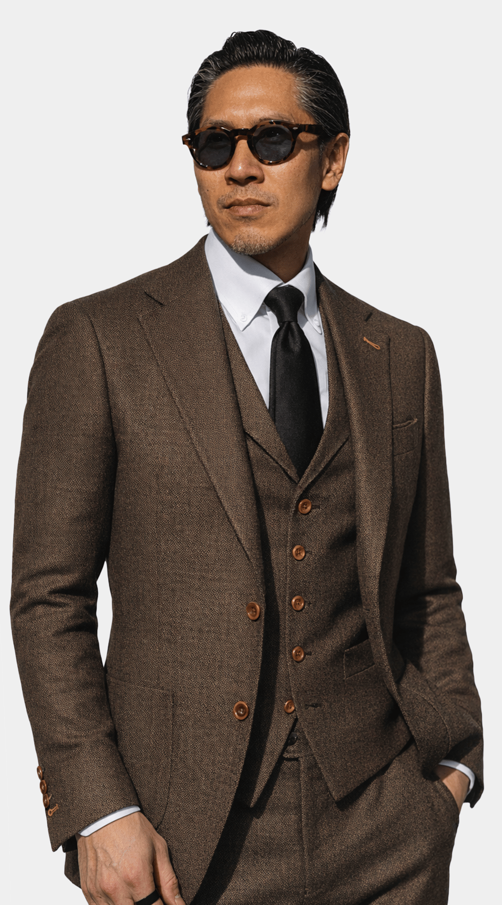 Mocha Brown Birdseye Wool Suit