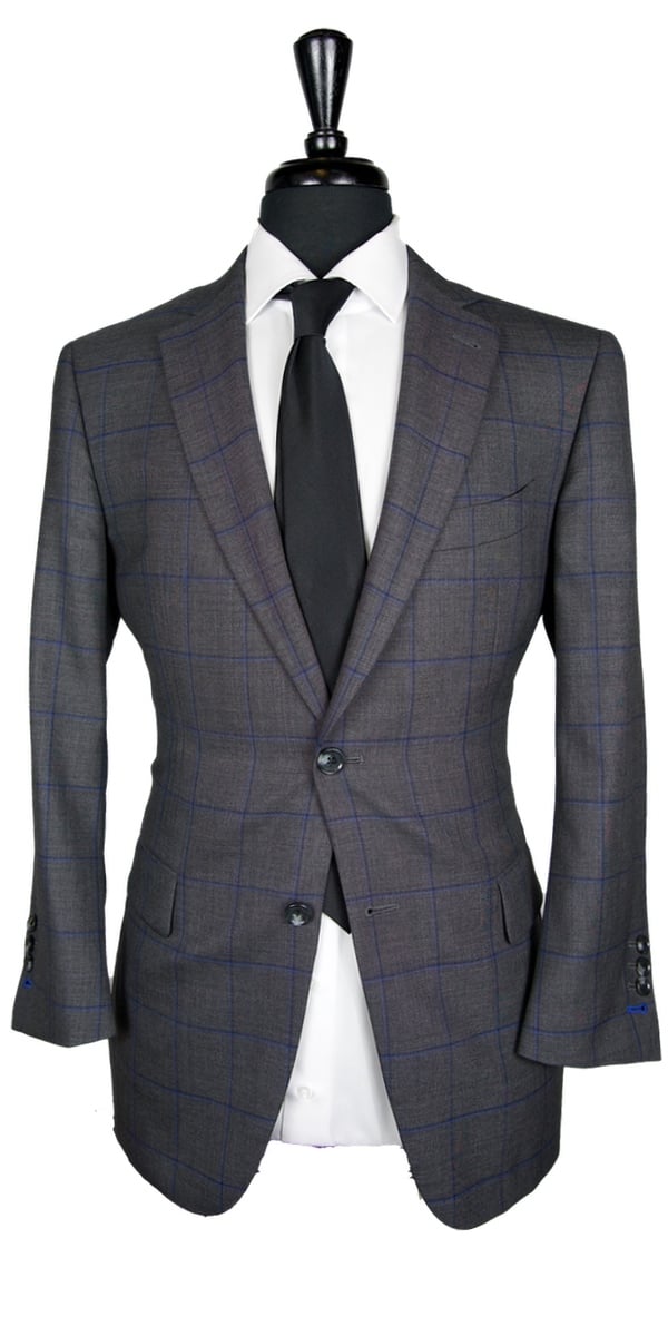 Grey with Blue Windowpane Suit Grey with Blue Windowpane Suit