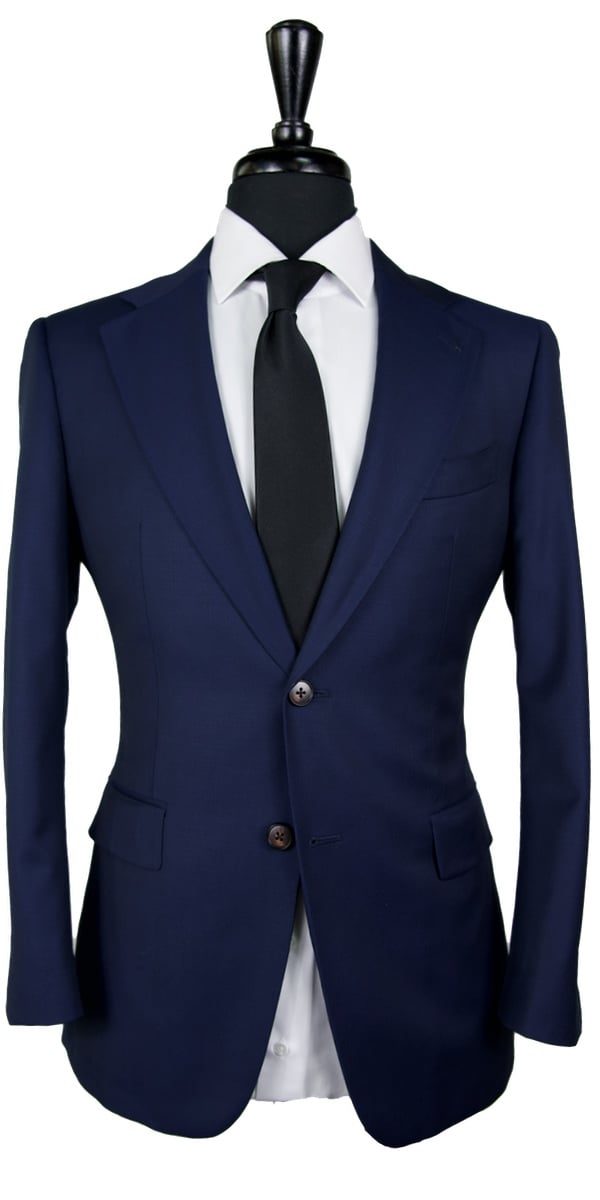 Blue Subtle Herringbone Wool Suit Blue Subtle Herringbone Wool Suit