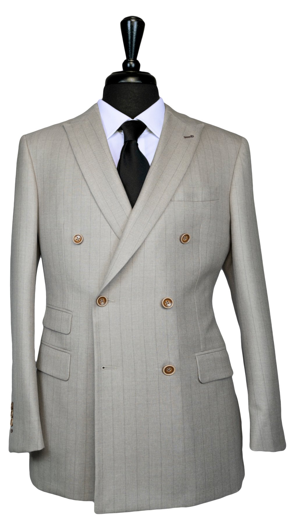 Stripe Silver Sand Double-Breasted Suit Stripe Silver Sand Double-Breasted Suit