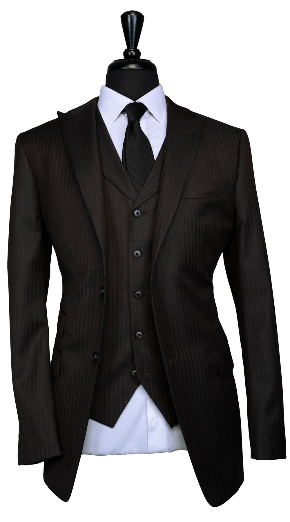 Espresso Herringbone Three-Piece Suit Espresso Herringbone Three-Piece Suit