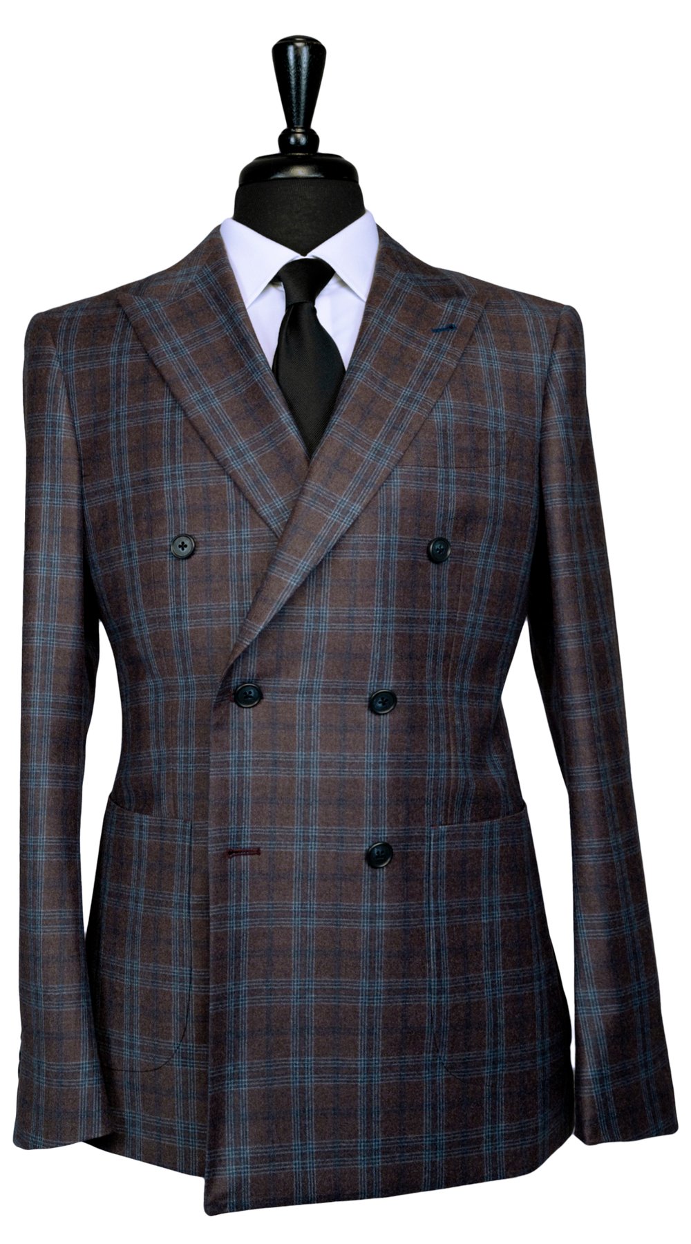 Chestnut Blue Plaid Double-Breasted Suit Chestnut Blue Plaid Double-Breasted Suit