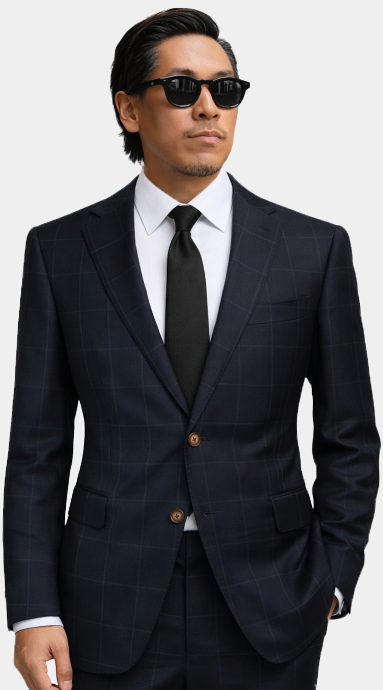 Naval Blue Check Suit