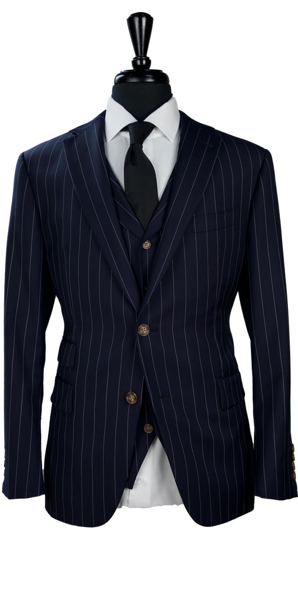 Dark Blue Pinstripe Wool Suit Dark Blue Pinstripe Wool Suit