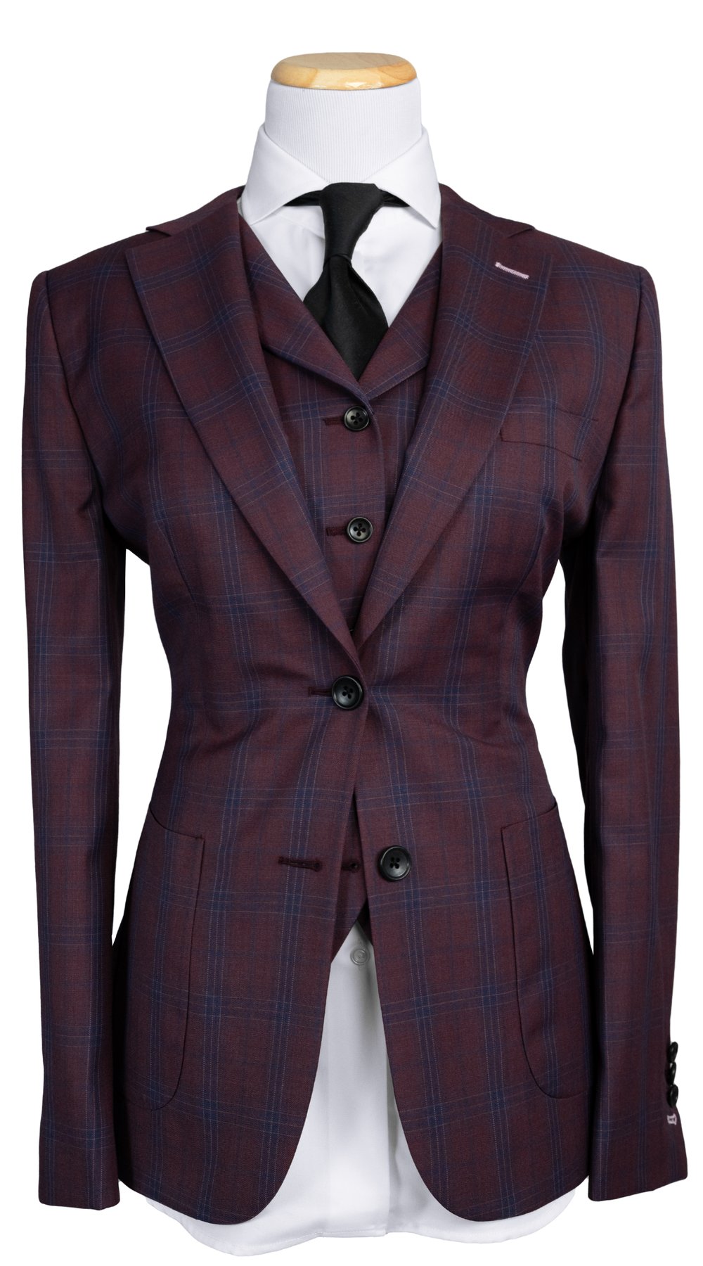 Plum Navy Plaid Wool Suit  Plum Navy Plaid Wool Suit