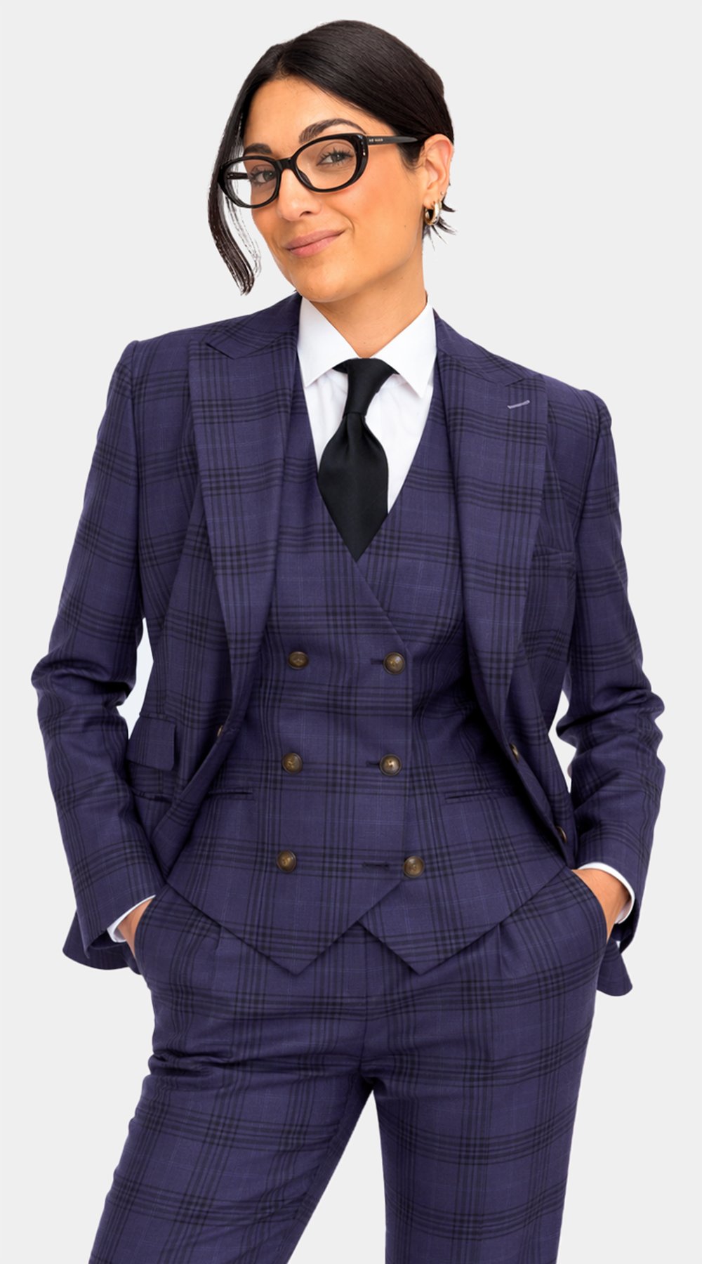 Purple Glen Plaid Three-Piece Suit