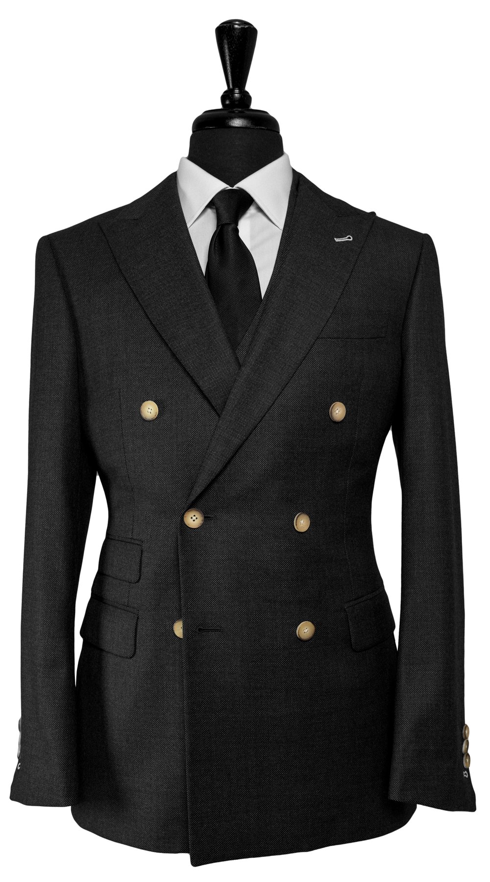Charcoal Birdseye Double-Breasted Suit  Charcoal Birdseye Double-Breasted Suit