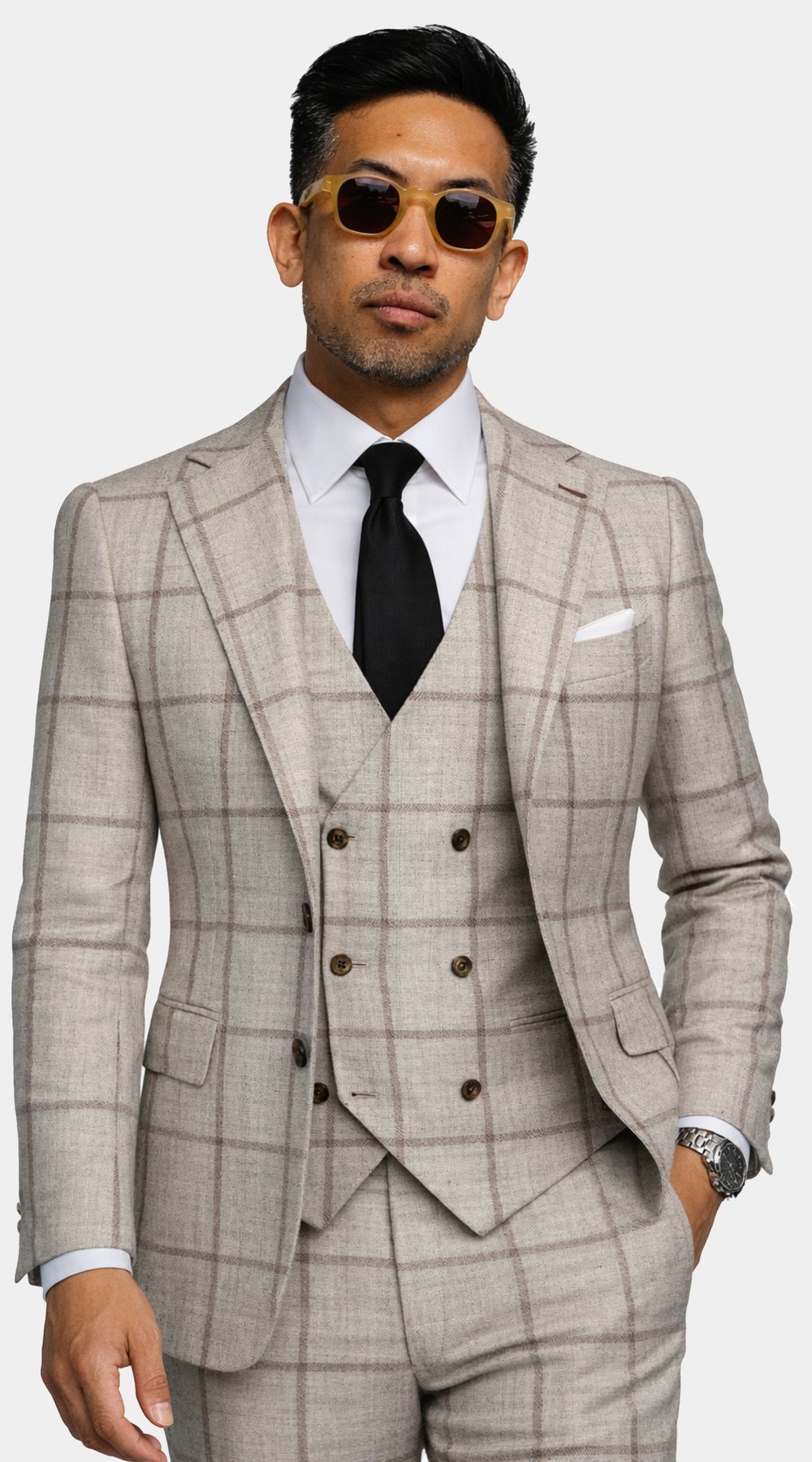 Sandstone Windowpane Wool Suit Sandstone Windowpane Wool Suit