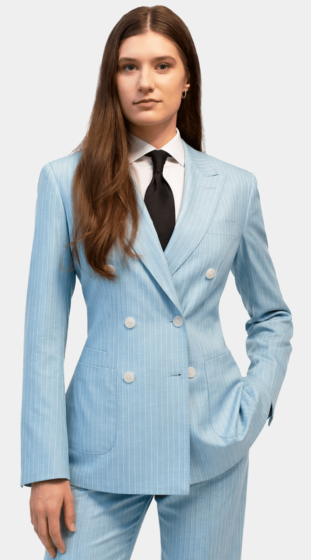 Sky Blue Pinstripe Double-Breasted Suit