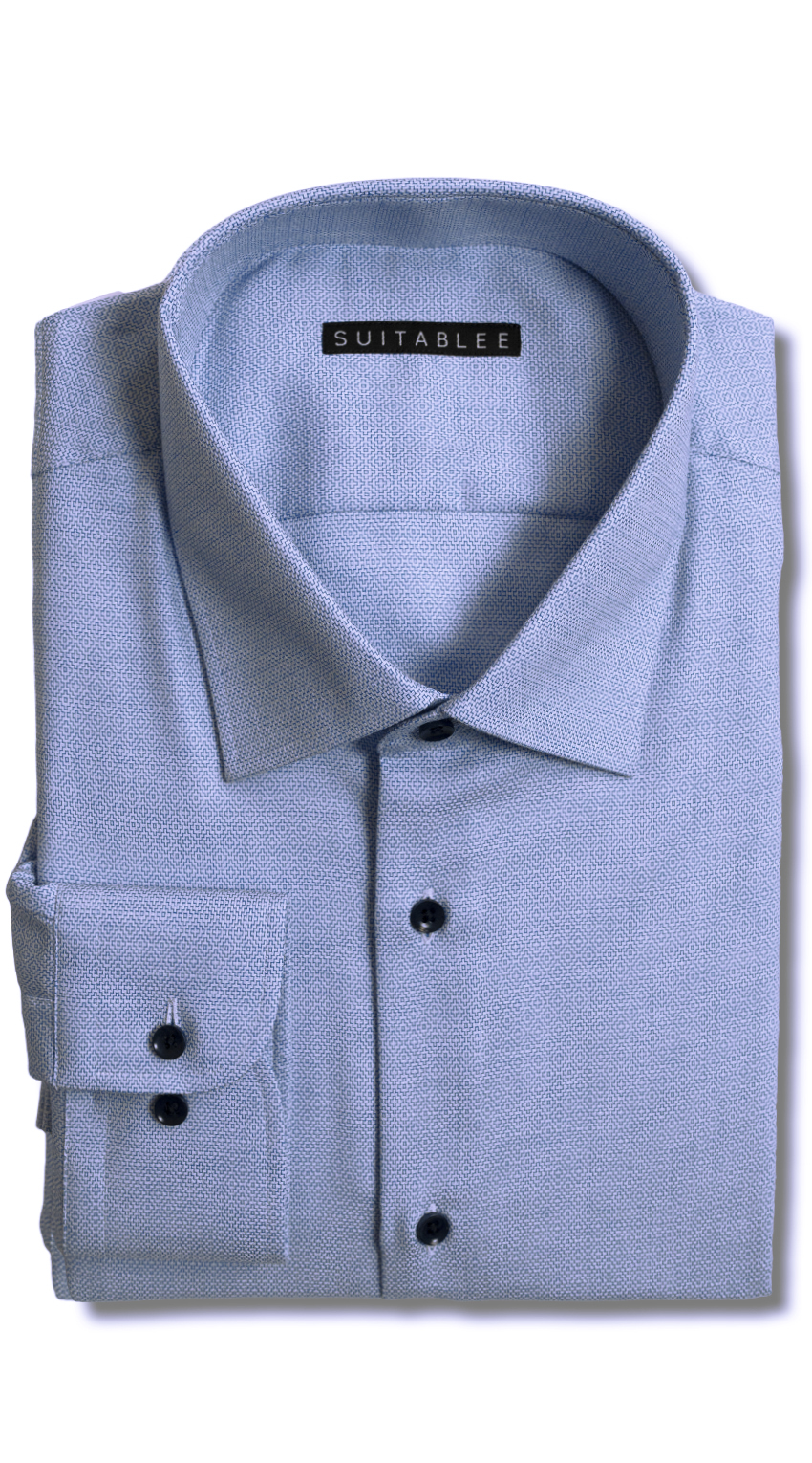 Blue Micro-Geo Dress Shirt Blue Micro-Geo Dress Shirt