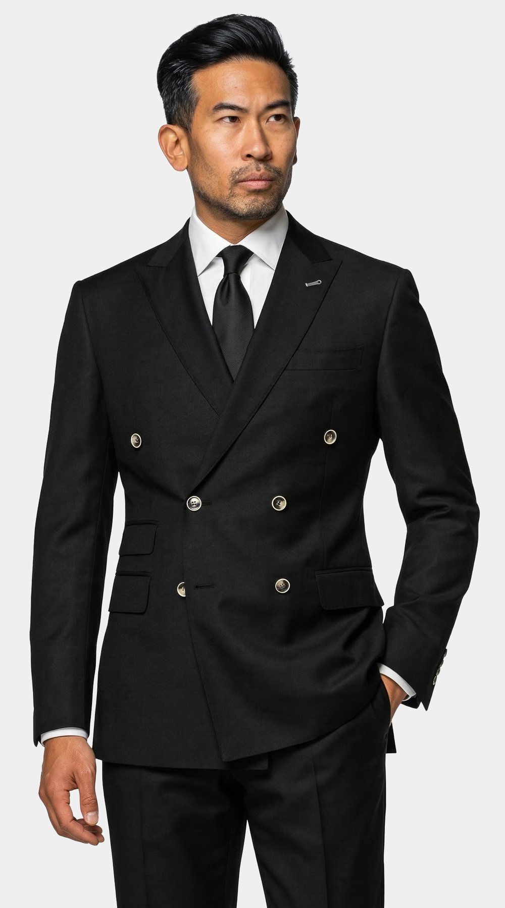 Complet Noir Double Boutonnage