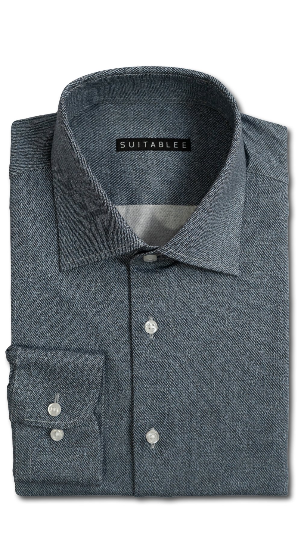 Chemise Habillée Mélangée Bleu Acier Chemise Habillée Mélangée Bleu Acier