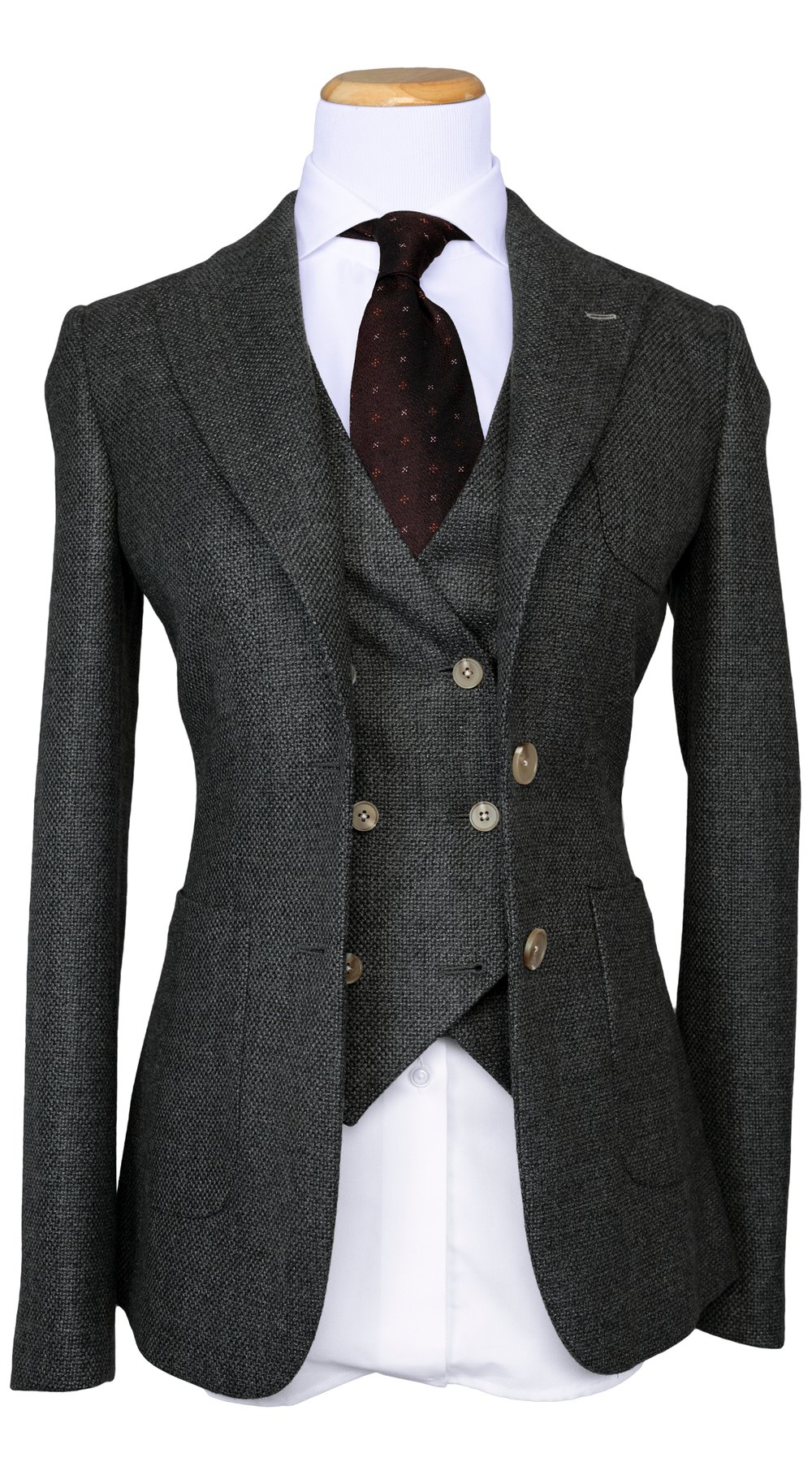 Charcoal Tweed Three‑Piece Suit Charcoal Tweed Three‑Piece Suit