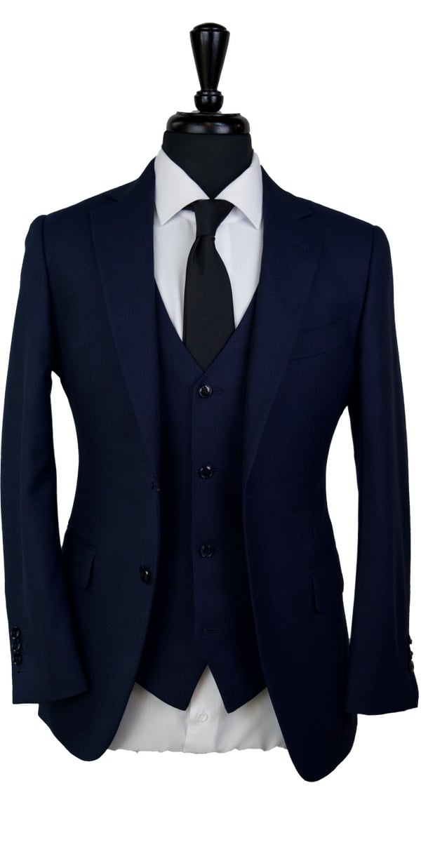 Dark Blue Chambray Wool Suit Dark Blue Chambray Wool Suit