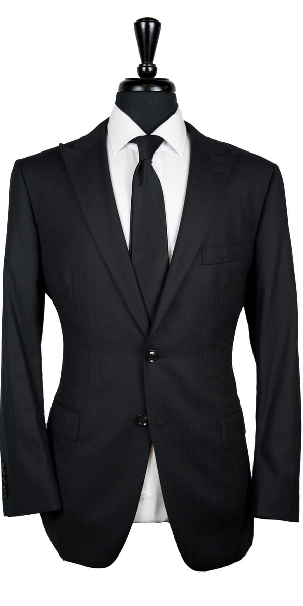 Black on Black Stripe Wool Suit Black on Black Stripe Wool Suit