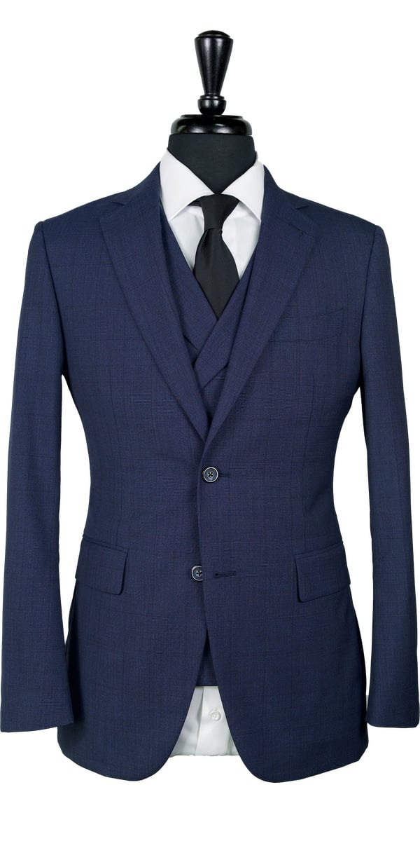Indigo Blue Prince of Wales Wool Suit Indigo Blue Prince of Wales Wool Suit