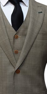Light Brown Prince of Wales Wool Suit