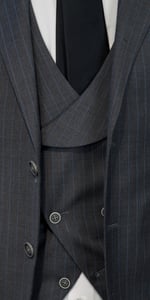 Dark Grey with Blue Pinstripe Wool Suit