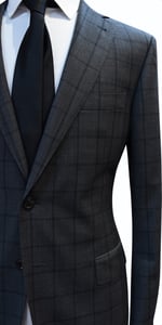 Charcoal Windowpane Wool Suit