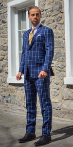 Blue Windowpane Wool Suit