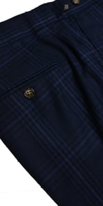 Textured Navy Blue Windowpane Wool Suit