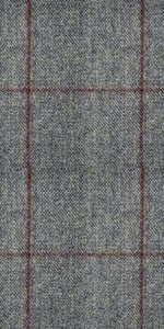 Grey with Burgundy Windowpane Wool Suit