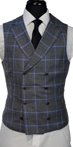 Grey with Baby Blue Windowpane Wool Mix Suit