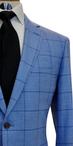 Baby Blue Windowpane Wool Mix Suit