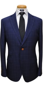 Denim Blue Check Wool Suit