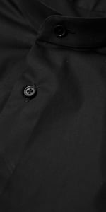  Black Mandarin Collar Dress Shirt