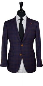 Plum Checkered Wool Suit