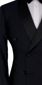 Black Shine Wool Double-Breasted Tuxedo