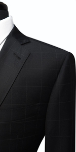 Black Windowpane Wool Suit