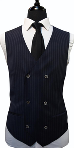Midnight Blue Dotted Pinstripe Wool Suit