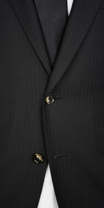 Black Herringbone Wool Suit
