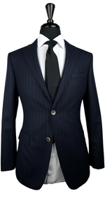 Berry Blue Pinstripe Twill Wool Suit