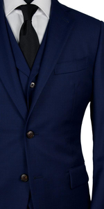 Navy Blue Subtle Check Wool Suit