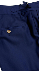 Navy Blue Chevron Wool Suit
