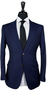 Blue Subtle Herringbone Wool Suit