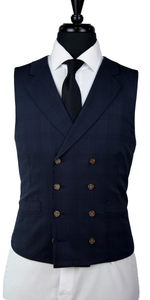 Dark Blue Subtle Check Wool Suit
