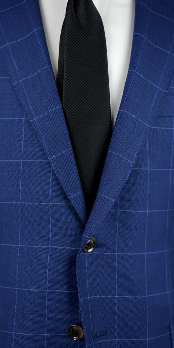 Blue Canvas Windowpane Wool Suit
